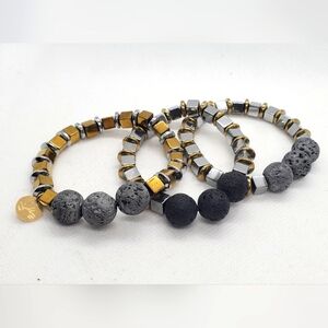 GiuliA -Bracelets Handmade In Gold, Silver And Lava Rock Beaded